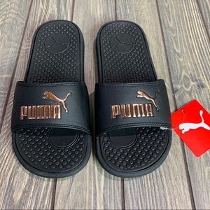 Puma Slides Black Rose Good 6 NEW